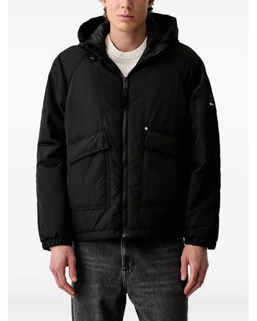 Karl Lagerfeld Black Hooded Raglan-Sleeve Jacket for men