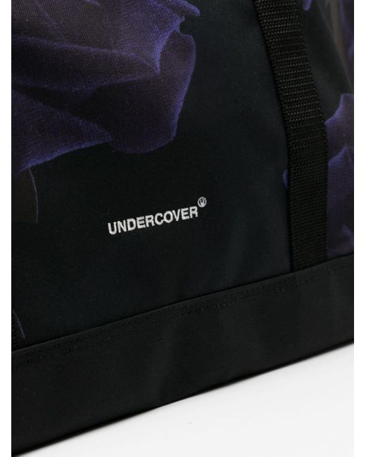 Undercover Black Rose-print Taffeta Tote Bag for men