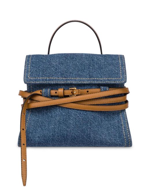 Moschino Tie Me Denim Shopper in het Blue