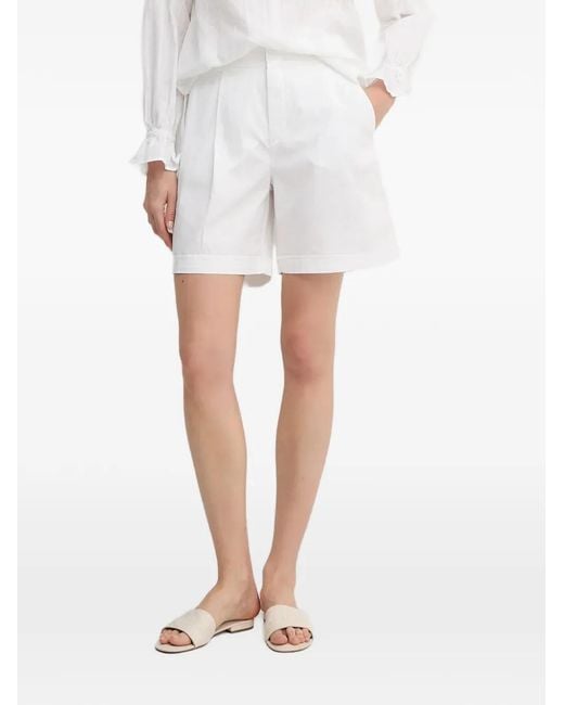 MARC AUREL White Cuffed Pleated Shorts