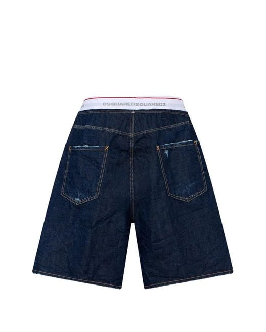 DSquared² Blue Dark Surfer Shorts for men