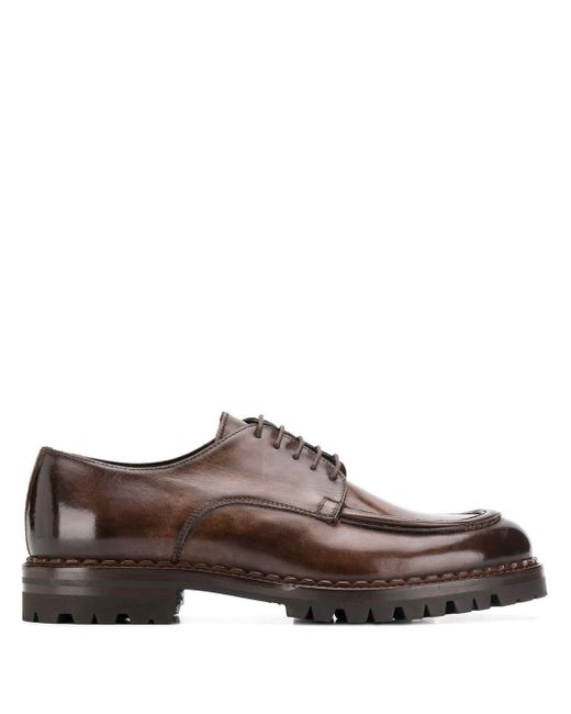 Eleventy Brown Chunky Sole Derby Shoes for men