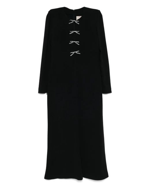Elie Saab Black Midikleid Mit Kristallschleife