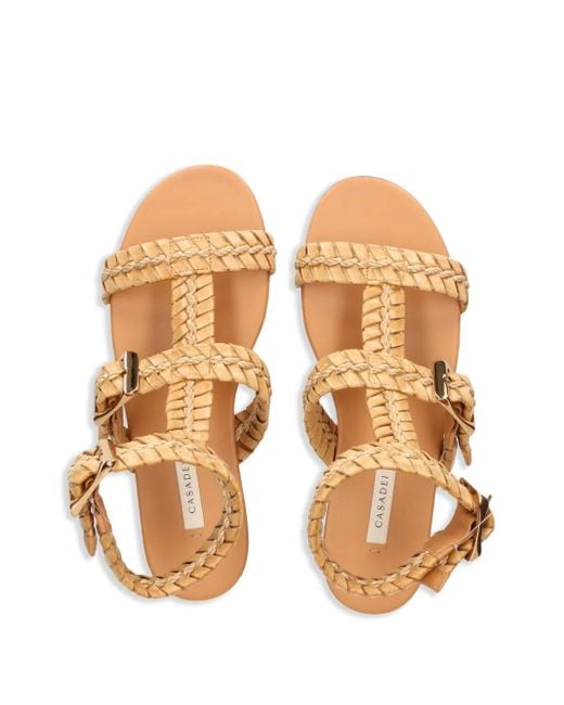 Casadei Brown Open-Toe Braided-Strap Sandals