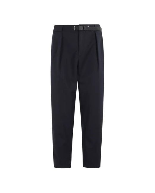 White Sand Blue Belted Pleated Trousers for men