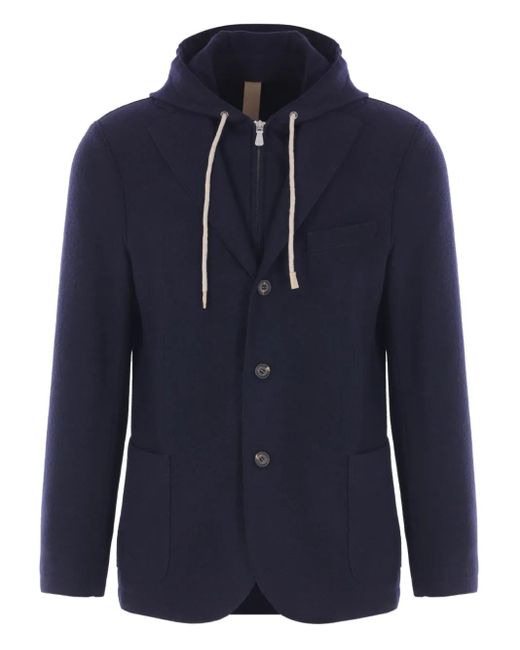 Giacca Monopetto Con Cappuccio di Eleventy in Blue da Uomo