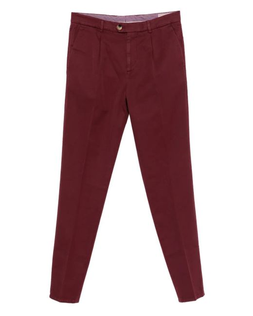 Brunello Cucinelli Red Pleated Trousers for men