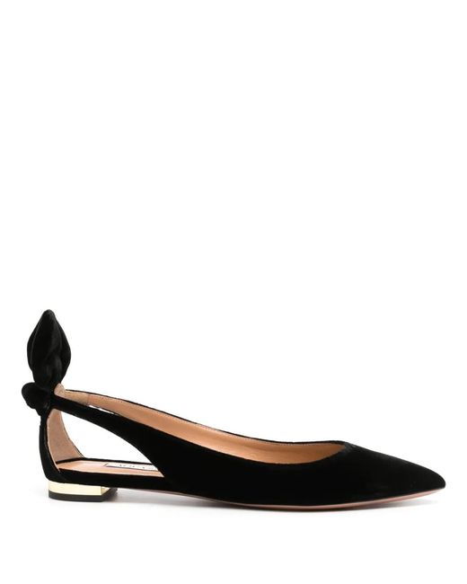 Aquazzura Black Bow Tie Ballet Flats