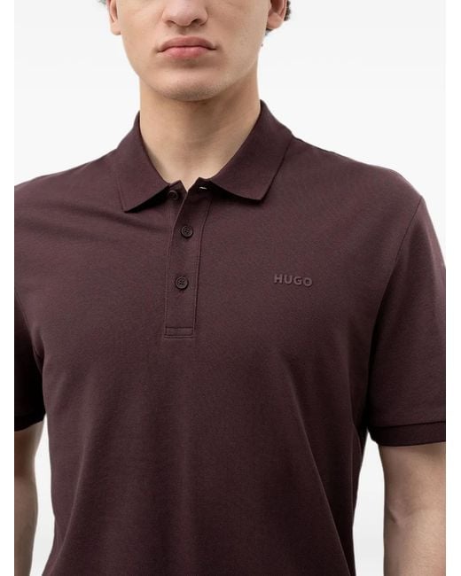 HUGO Purple Short-Sleeve Polo Shirt for men