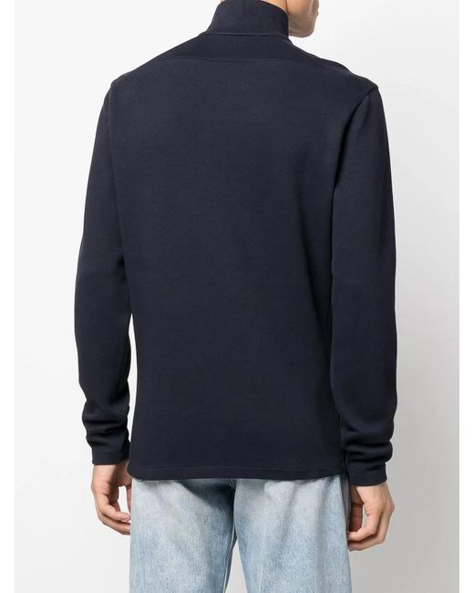 Orlebar Brown Blue Zip-Front Funnel Neck Sweater for men