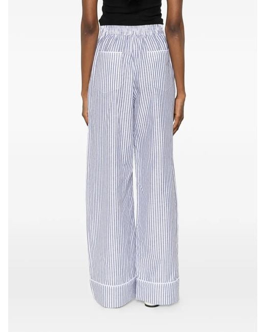 Riviera White Striped-Pattern Pants