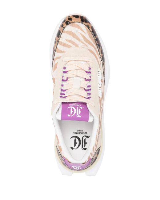 Just Cavalli Pink Logo-Patch Low-Top Sneakers