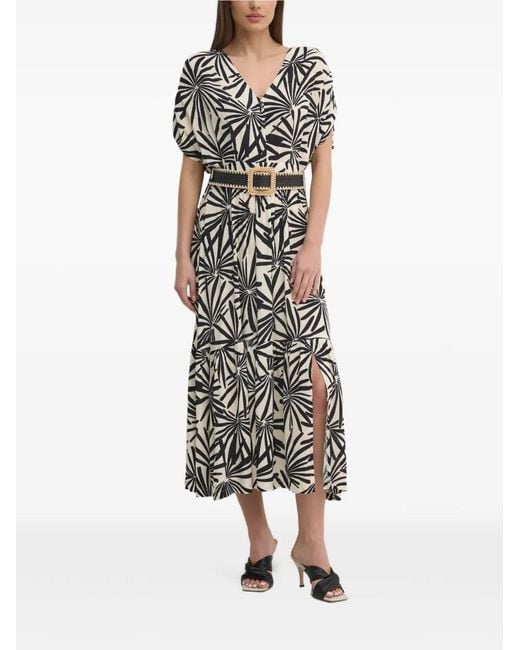 La Petite Francaise White Romuald Floral-Print Midi Dress