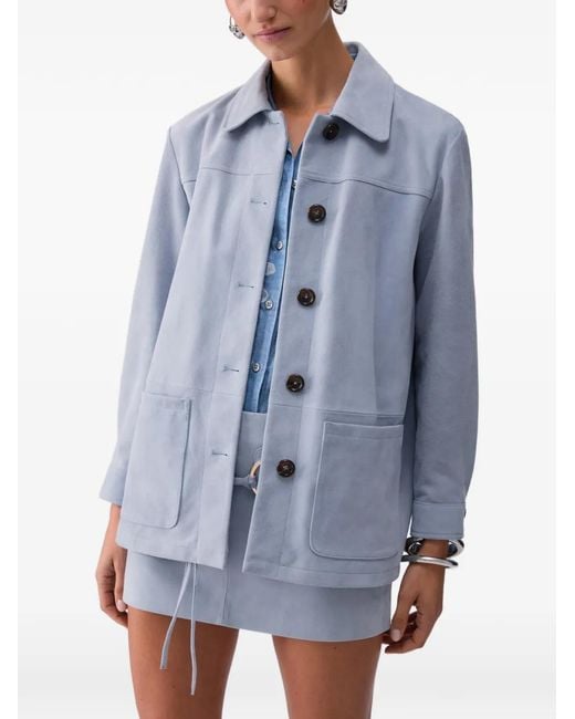 Liu Jo Blue Button Suede Jacket