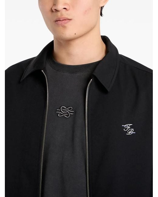 Filling Pieces Black Twill Embroidered Coach Jacket for men