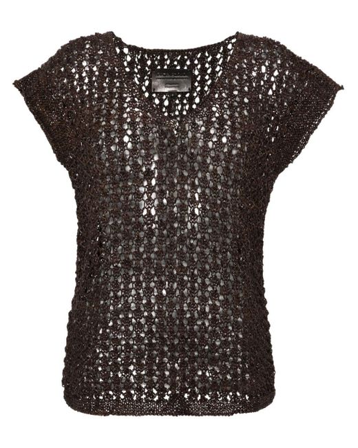 Dragon Diffusion Black Knitted Leather Top