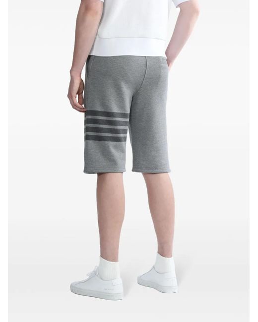 Thom Browne Gray Cotton Striped Track Shorts for men