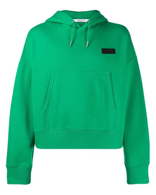 Givenchy Green Cropped Logo Drawstring Hoodie for men