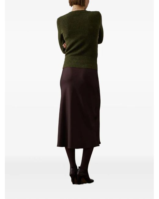 Soeur Black Bias-Cut Satin Midi Skirt