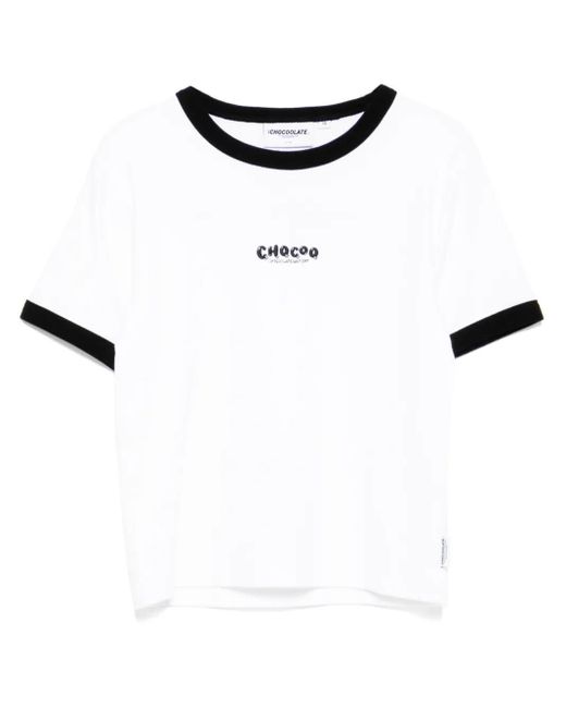 Chocoolate White Logo-Embroidered T-Shirt