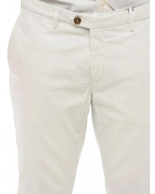 Corneliani White Belt-Loop Buttoned Trousers for men