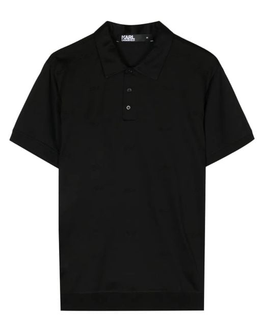 Karl Lagerfeld Black K/Signature Cotton Polo Shirt for men
