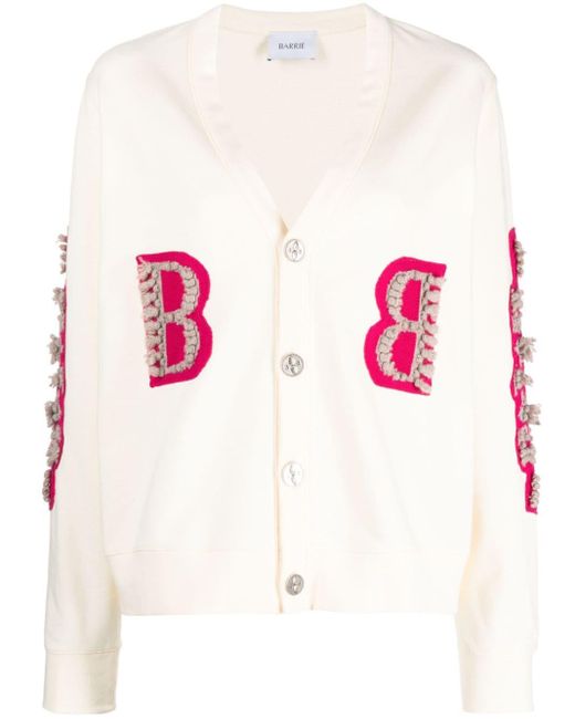 Barrie Pink Logo-embroidered Cotton Cardigan
