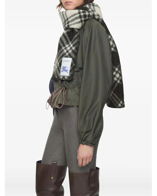 Burberry Gray Narrow Check Wool Scarf