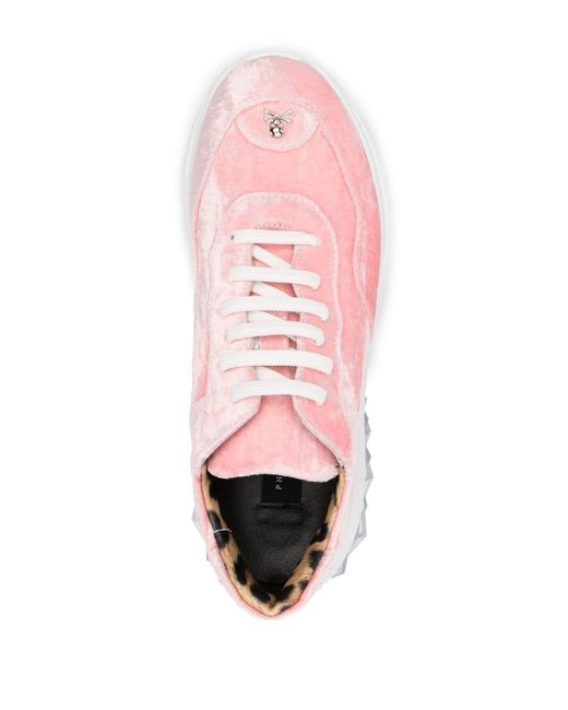 Philipp Plein Velvet Low-top Sneakers in Pink | Lyst