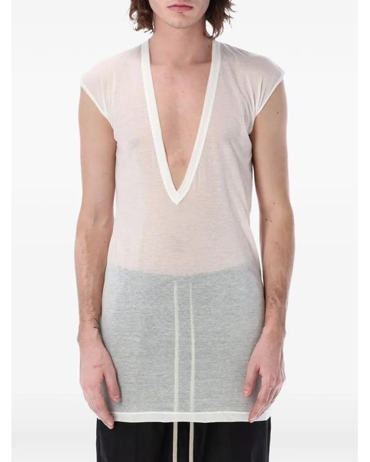 Rick Owens White V-Neck Sleeveless T-Shirt for men