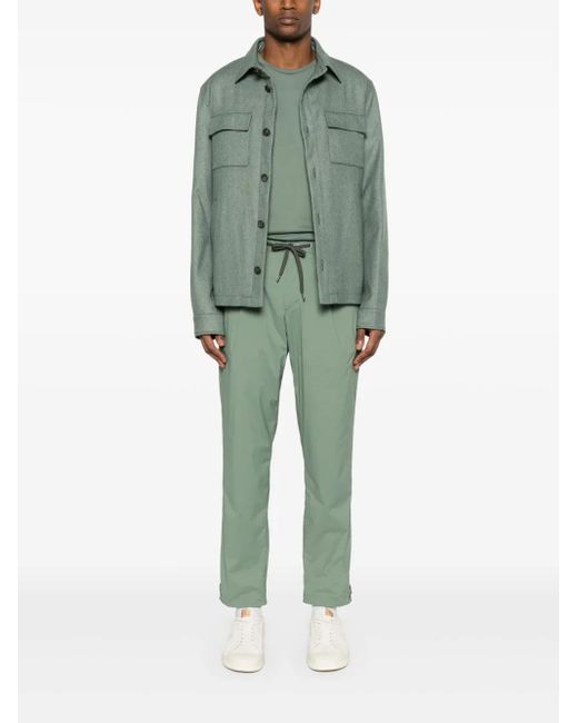 Herno Green Button-Up Brushed Shirt Jacket for men