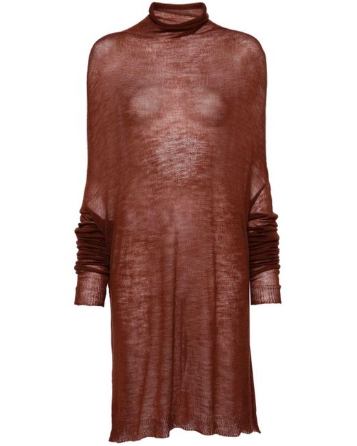 Rick Owens Red Knitted Wool Dress