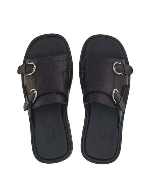 Ferragamo Black Gancini-Buckled Sandals for men