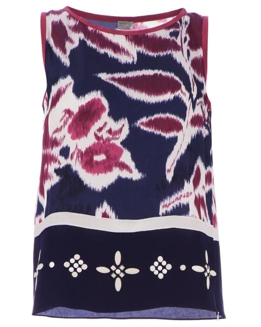 Printed sleeveless top Mantu de color Blue