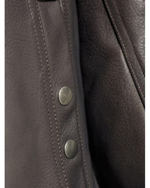 Rick Owens Gray Blixa Dracollar Ribbed-Cuff Leather Jacket for men