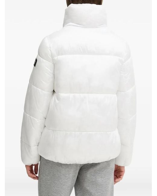 DKNY White Funnel-Neck Padded Jacket