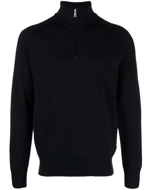 Orlebar Brown Blue Lennard Zip-Up Merino-Wool Jumper for men