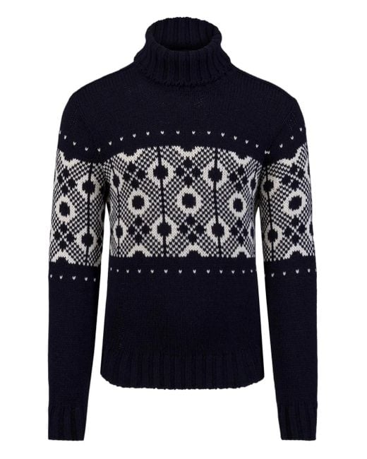Paul & Shark Blue Intarsia-Knit Jumper for men