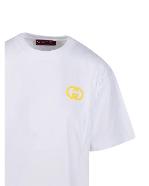 Gucci White Interlocking-G Logo-Detail T-Shirt