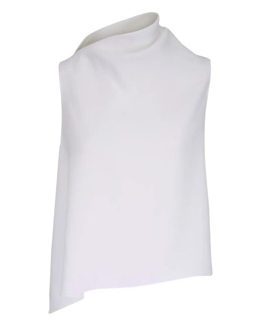 Vince White Asymmetric-Neckline Sleeveless Top