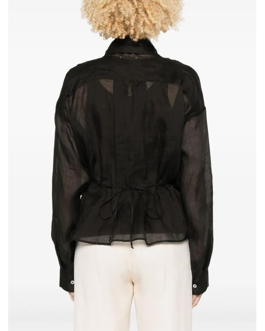 Forte_forte Black Chic Rami' Muslin Crossed Shirt
