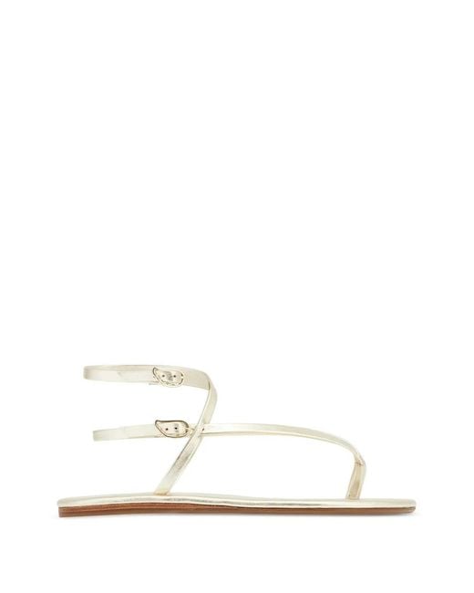 Ancient Greek Sandals White Kallisti Leather Flat Sandals