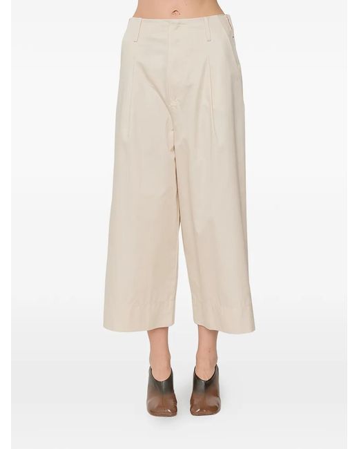 Susanne Bommer White Pantalon Ample Court Plissé