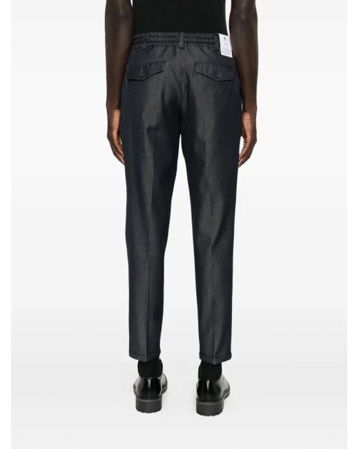 PT Torino Gray Elastic-Waistband Cotton Trousers for men