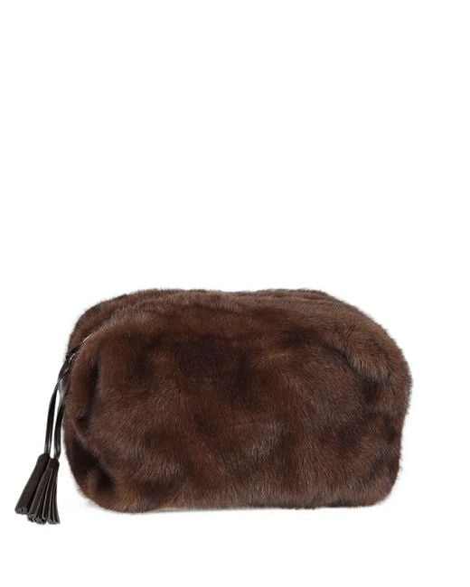 P.A.R.O.S.H. Brown Faux-Fur Pouch