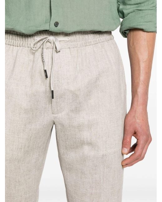 Circolo 1901 Gray Elasticated-waist Herringbone Trousers for men