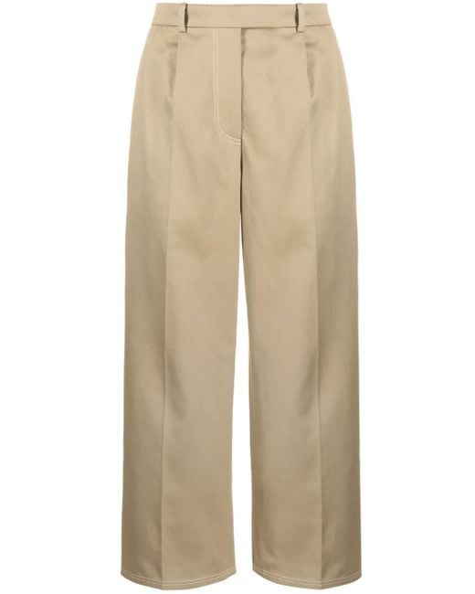 Thom Browne Natural Pleated Cropped Cotton Trousers