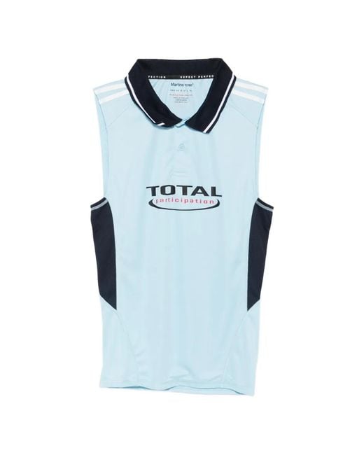 Martine Rose Blue Shrunken Football Collared Sleeveless Polo Shirt