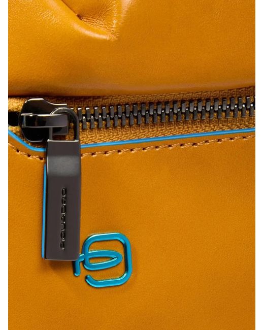 Piquadro Yellow Multi-Pocket Laptop Backpack for men