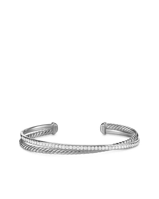 David Yurman White Bracelet Crossover Two Row En Sterling Pavé De Diamants (6 Mm)